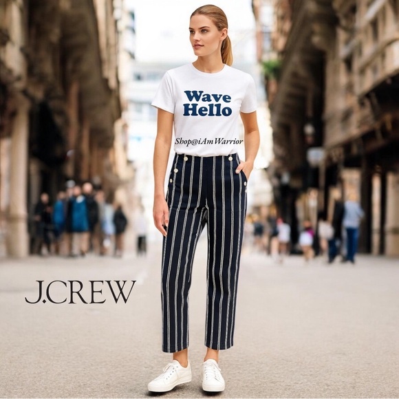 J.Crew NWT navy sailor pants in pinstripe *shop@iamwarrior - Picture 1 of 10